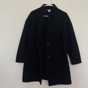 Old Oversized Black Overcoat Knee Length Size M